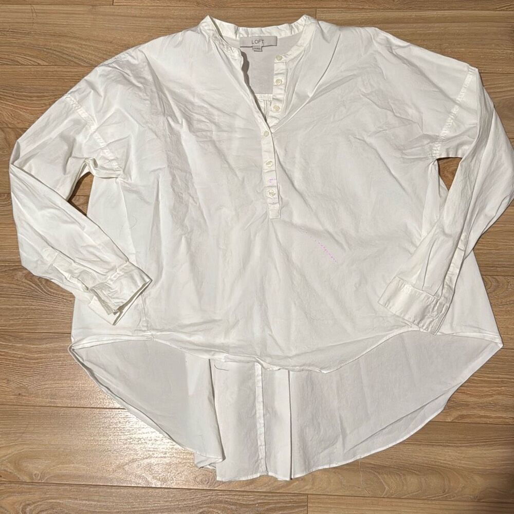 Ann Taylor Loft Size M White‎ Shirt Blouse Top Women